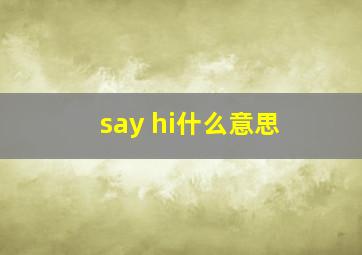 say hi什么意思